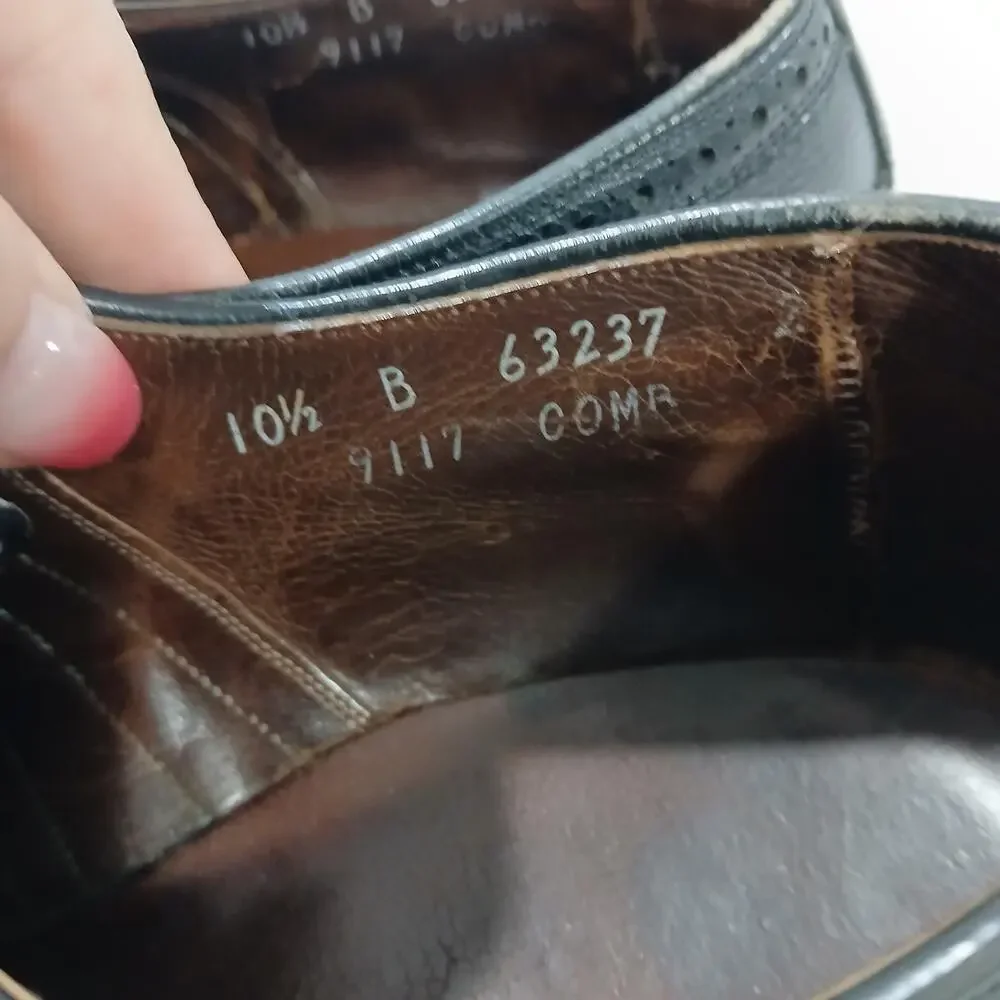 Allen Edmonds Longwing Blucher Men’s 10.5B Black Leather Dress Shoes Vintage
